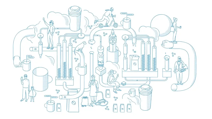coffee processing flow illustration